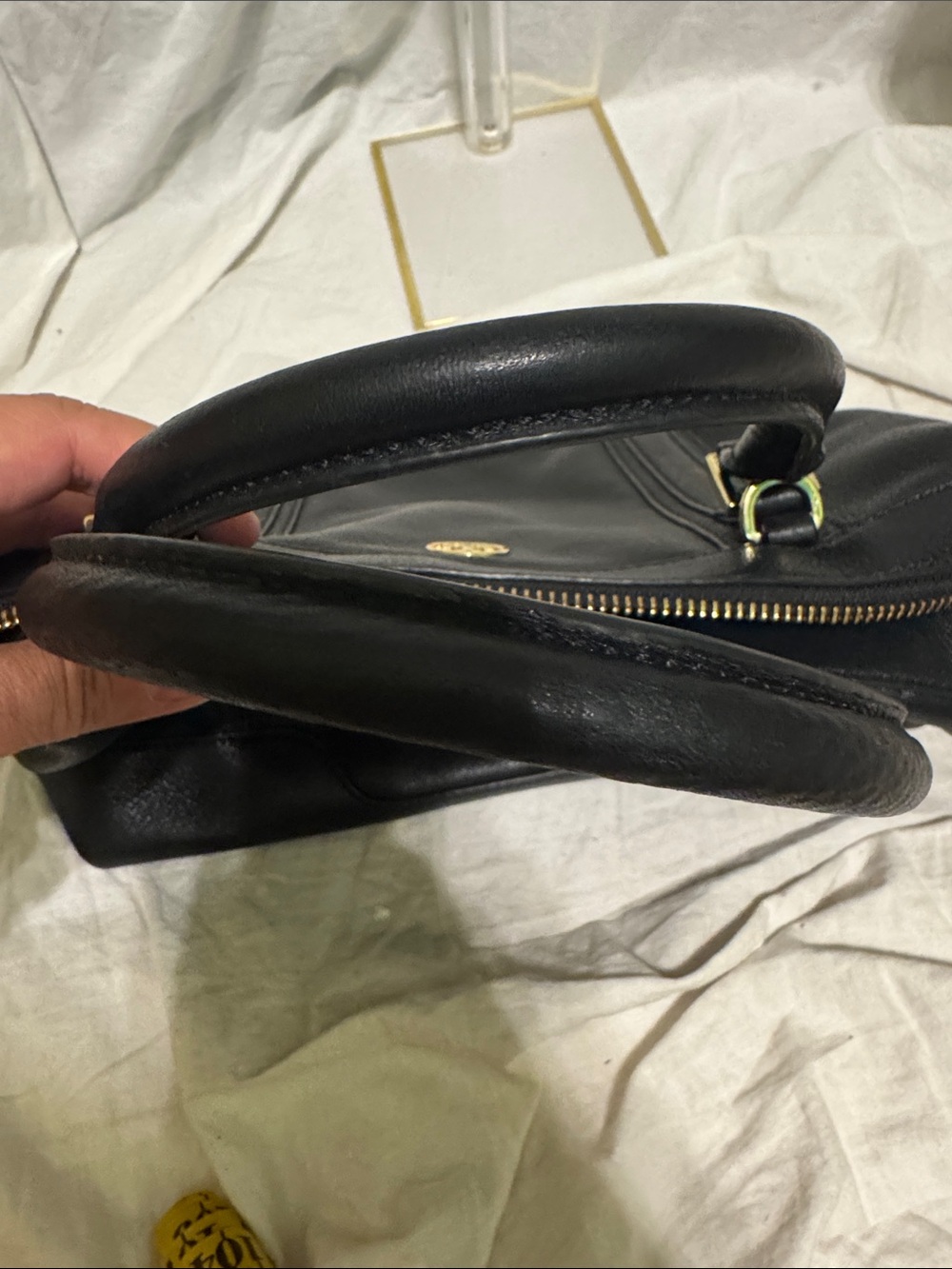 Tory Burch Black Pebbled Leather Satchel with Gold Logo - Picture 5 of 7